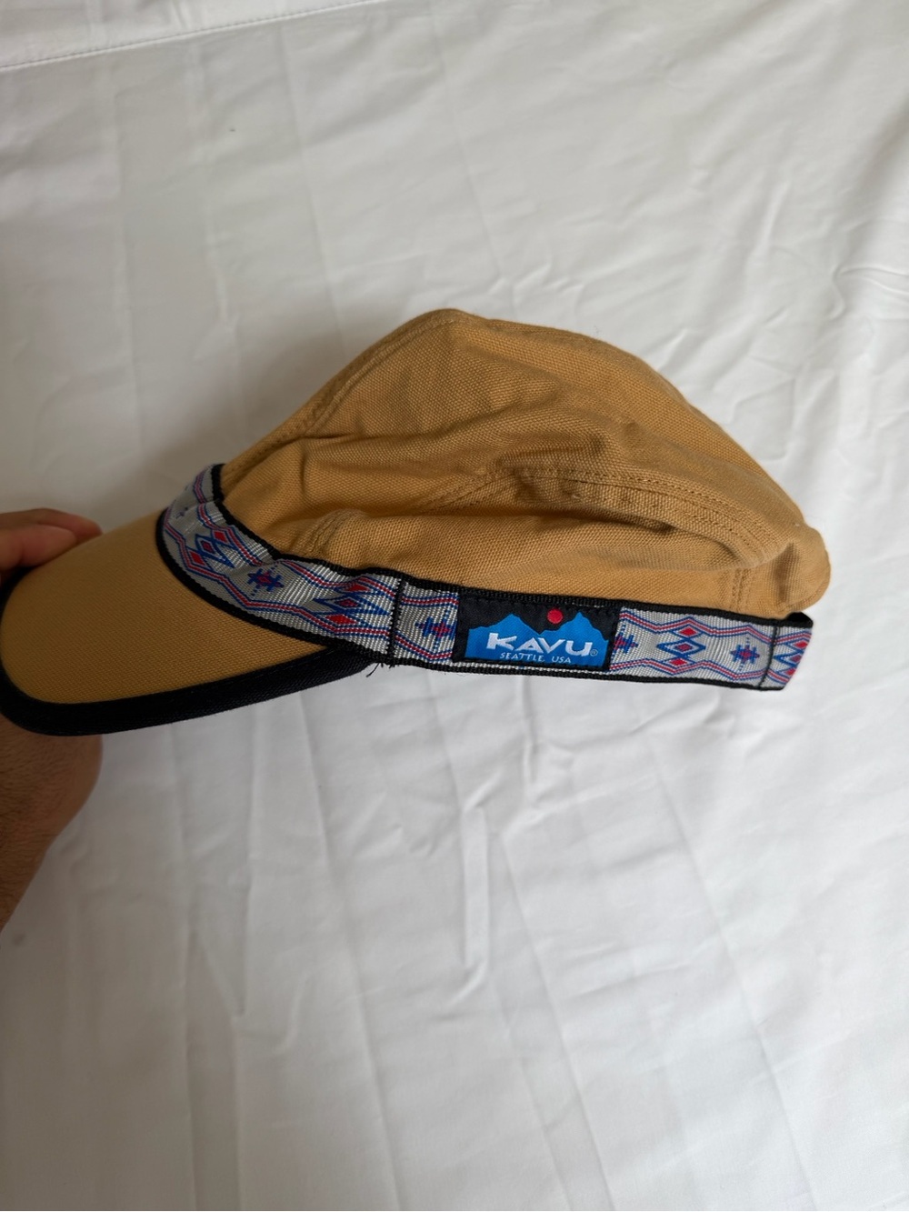 Kavu Tan Strapback Cap with Patterned Webbing